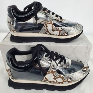 Jessica Rich Transparent Sneaker Gold Snake Print Clear Platform Shoes Size 37=7